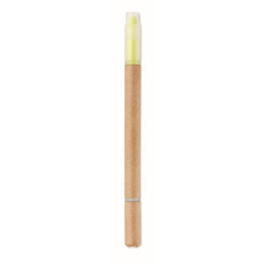 DUO PAPER - Giallo - SCRIVERE - Midocean - 2 In 1 Penna Ed Evidenziatore Mo9895, Highlighters & Marke, Writing