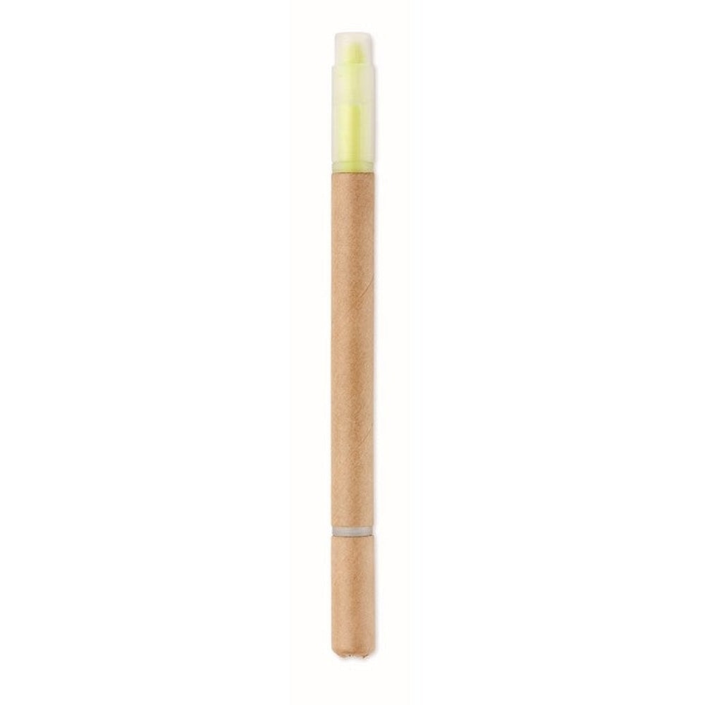 DUO PAPER - Giallo - SCRIVERE - Midocean - 2 In 1 Penna Ed Evidenziatore Mo9895, Highlighters & Marke, Writing