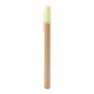 DUO PAPER - Giallo - SCRIVERE - Midocean - 2 In 1 Penna Ed Evidenziatore Mo9895, Highlighters & Marke, Writing