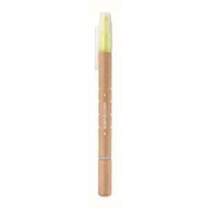 DUO PAPER - Giallo - SCRIVERE - Midocean - 2 In 1 Penna Ed Evidenziatore Mo9895, Highlighters & Marke, Writing