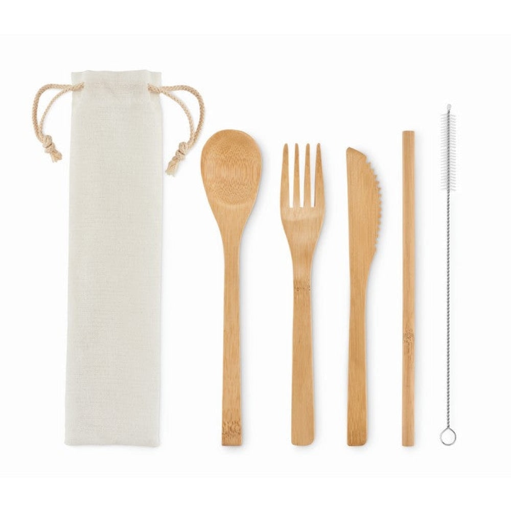 SETSTRAW - Beige - CASA E VIVERE - Midocean - Home & Living, Kitchen Accesories, Set Posate In Bamboo Mo6121