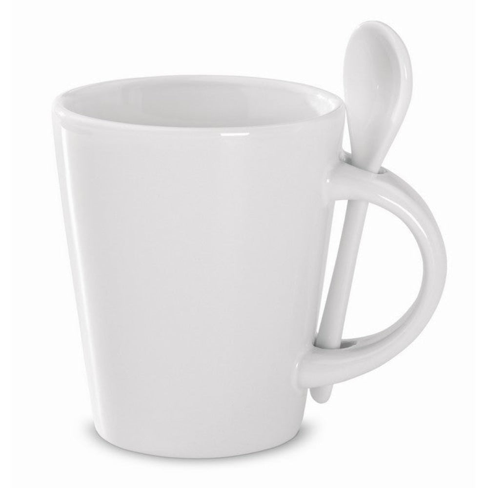 SUBLIMKONIK - bianco - CASA E VIVERE - Midocean - Cups, Home & Living, Tazza E Cucchiaino In Porcella Mo8442